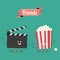 Movies and popcorn friends forever. Vector cartoon. Movies, cinema. Fast food