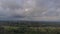 Moving aerial timelapse shot of rice fileds and the Agung mountain behind them. View on Agung volcano from the Ubud