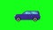 Moving automobile car animation on green screen chroma key, flat design element