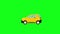 Moving automobile car animation on green screen chroma key, flat design element