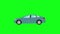 Moving automobile car animation on green screen chroma key, flat design element