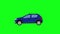 Moving automobile car animation on green screen chroma key, flat design element