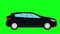 Moving automobile car animation on green screen chroma key, flat looping design element