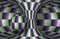 Moving checkered hyperboloid and sphere. Vector optical illusion illustration