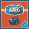 Moving company vintage background template. Old