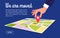 Moving concept. Changing address, new location on navigation map vector background