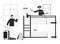 Moving into dorm bw vector spot illustration