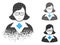 Moving Dot Halftone Teacher Lady Icon with Face