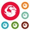 Moving earth icons circle set vector