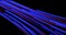 A moving expanding track of colored lines on a black background.