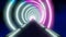 Moving forward inside futuristic tunnel with round ultraviolet neon lights - 3D 8k animation