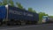 Moving freight semi trucks with PRODUCT OF CANADA caption on the trailer. Road cargo transportation. 3D rendering