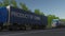 Moving freight semi trucks with PRODUCT OF CHINA caption on the trailer. Road cargo transportation. 3D rendering