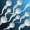 Moving group of mechanical sperm. 3d rendering. High-quality.