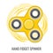 Moving hand fidget spinner color yellow vector toy