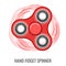 Moving hand fidget spinner red yellow vector toy