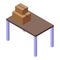 Moving house services table box icon isometric vector. Move home
