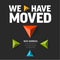 We are moving minimalistic dark flyer template with triangle arrows