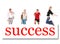 Moving people to success word board collage