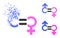 Moving Pixel Genders Relation Symbol Icon with Halftone Version