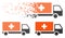 Moving Pixel Halftone Medical Shipment Icon