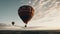 A moving shot of a hot air balloon soaring in the sky created with Generative AI