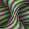 Moving spiral patterned hyperboloid of pink green stripes. Vector optical illusion illustration