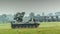 A moving tank in the military range, a military demonstration of nato in Ostrava