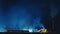 Moving time lapse of night industrial landscape environmental pollution waste of plant