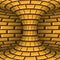 Moving torus of brown orange brickwork pattern. Vector hypnotic optical illusion illustration