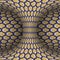 Moving torus of purple beige hexagonal pattern. Vector hypnotic optical illusion illustration