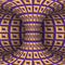 Moving torus of purple orange square pattern. Vector hypnotic optical illusion illustration