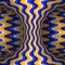 Moving wavy patterned hyperboloid of orange blue stripes. Vector optical illusion illustration