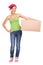 Moving woman holding cardboard box