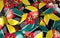 Mozambique Badges Background - Pile of Mozambican Flag Buttons.