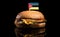 Mozambique flag on top of hamburger on black