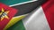 Mozambique and Italy two flags textile cloth, fabric texture