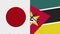 Mozambique and Japan Two Half Flags Together