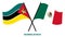 Mozambique and Mexico Flags Crossed And Waving Flat Style. Official Proportion. Correct Colors