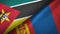 Mozambique and Mongolia two flags textile cloth, fabric texture