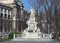 Mozart Statue in front of the Museum of Ethnology in park Burggarten. Vienna, Austria.