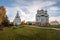 Mozhaisky Luzhetsky of the Nativity of the virgin Ferapontov monastery in Central Russia, at sunset.