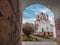 Mozhaisky Luzhetsky of the Nativity of the virgin Ferapontov monastery in Central Russia, at sunset.