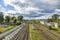 Mozhaysk city railway station in the daytime. Russia