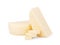 Mozzarella cheese sliced on a white background