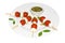 Mozzarella, cherry tomatoes, pesto and basil