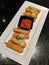 Mozzarella sticks on a plate