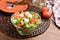 Mozzarella, tomato, and lettuce salad