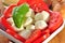 Mozzarella with tomatoes and basil as salad