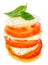 Mozzarella with tomatos and basil leaves isolated